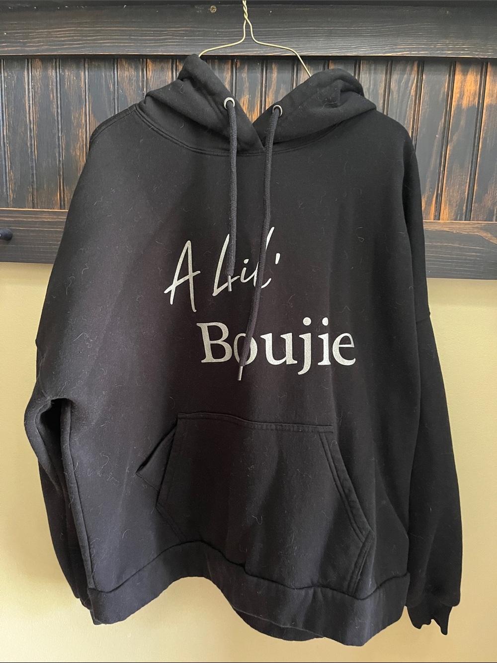 Zenana Outfitters Black "A Lil' Boujie" Hooded Sweatshirt